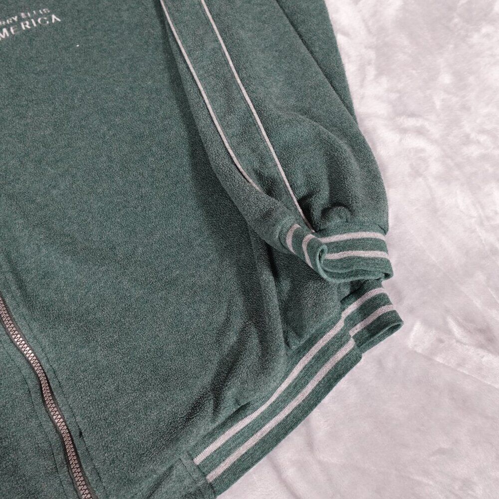 Vintage Perry Ellis America Active Fleece Full Zip Bomber Jacket Mens 2XL Green - Picture 3 of 11